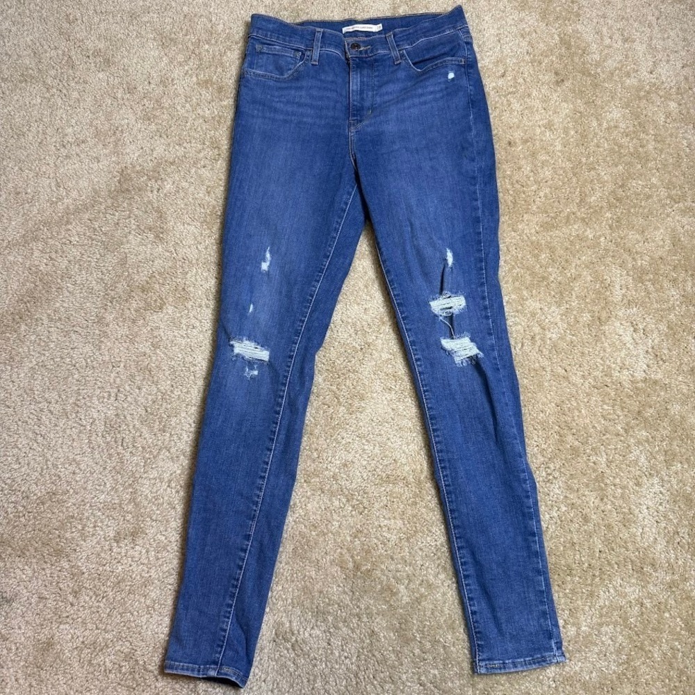 Levi's 720 High Rise Super Skinny Jeans 28x30 Blue Stretch Denim‎ Cotton Casual